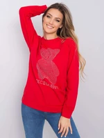 Women's red sweatshirt with application