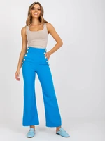 Blue fabric trousers with wide legs