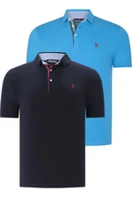 DUAL SET T8582 DEWBERRY MENS T-SHIRT-NAVY BLUE-DARK TURQUOISE