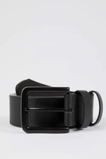 DEFACTO Men's Rectangle Buckle Faux Leather Belt