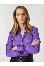 Koton Satin Shirt with Long Raglan Sleeve