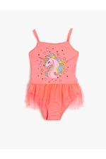 Koton Swimsuit With Tulle Detailed Unicorn Print