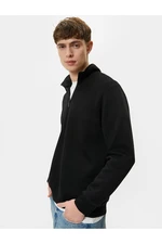 Koton Half Zipper Sweatshirt Basic Stand Collar Ribbed Long Sleeve