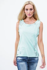 Mint blouse with safety pins