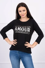 Blouse with printed Amour black