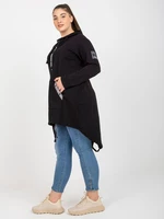 Black long sweatshirt with zipper closure of larger size