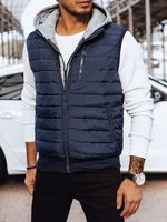 Men's quilted hooded vest, navy blue Dstreet