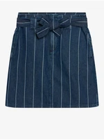 Blue Striped Short Denim Skirt with ORSAY Tie - Women