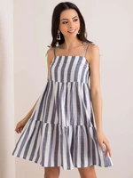 Dress with white and navy blue stripes