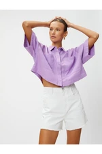 Koton Oversized Crop Shirt Linen Blend