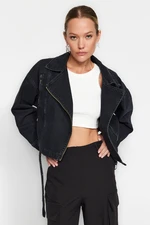 Trendyol Black Zipper Detailed Biker Denim Jacket