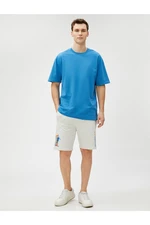 Koton Basketball Printed Shorts with Lace-Up Waist, Slim Fit with Pockets.