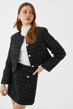 Koton Women's Black Plaid Jacket