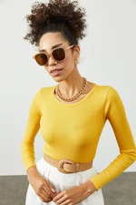 XHAN Women's Yellow Round Neck Camisole Blouse