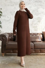 InStyle Arissa Turtleneck Long Knitwear Dress - Bitter Brown