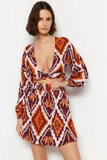 Trendyol Tropical Patterned Woven Binding Blouse and Skirt Set