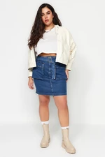 Trendyol Curve Blue Pocket Detailed Mini Denim Skirt