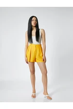 Koton Linen Blended Shorts Wide Cut Pleated