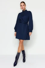 Trendyol Navy Blue High Neck Woven Woven Dress