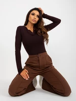 Brown flowing sweatpants with high waist