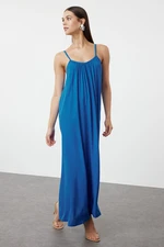 Trendyol Blue Shift/Straight Cut Viscose Strap Maxi Woven Dress