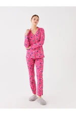 LC Waikiki Shirt Collar Patterned Long Sleeve Women's Pajama Set