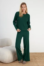 Trendyol Emerald Green Corduroy Knitted Pajama Set