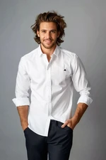 Trendyol White Regular Fit Embroidered Detail Easy Iron Smart Shirt