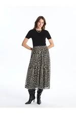 LC Waikiki Lcw Leopard Patterned Women's Skirt with Elastic Waist