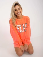 Fluo orange long oversized sweatshirt with print