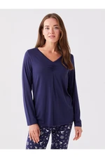 LC Waikiki V-Neck Plain Long Sleeve Women's Pajama Top