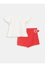 LC Waikiki Crew Neck Basic Baby Girl Blouse and Shorts Skirt 2 Piece Set