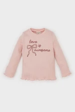 DEFACTO Baby Girl Crew Neck Printed Ribbed Camisole Long Sleeve T-Shirt