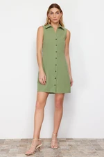 Trendyol Khaki Sleeveless Mini Woven Shirt Dress