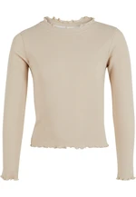 Girls' ribbed long-sleeved T-shirt beige