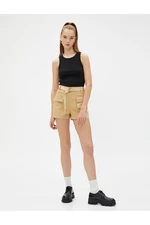 Koton Jeans Shorts With Belt Detailed High Waist Pockets.