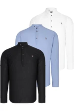 SET OF THREE G783 DEWBERRY JUDGE COLLAR SHIRT-BLACK-WHITE-BLUE