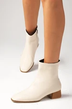 Mio Gusto Tori Beige Women's Sheepskin Für Lined, Zippered Side Boots Women's Boots with Heels.