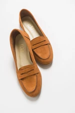 LuviShoes Women's Tan Nubuck Leather Flats F02