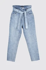 Trendyol Blue Belt Super High Waist Mom Jeans