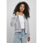 Women's Organic College Sweat Jacket Sweatshirt Grey/White