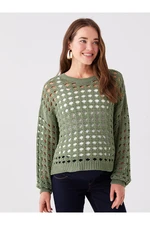 LC Waikiki Crew Neck Self Patterned Long Sleeve Maternity Knitwear Sweater