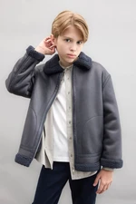 DEFACTO Boy Polo Collar Plush Lining Coat