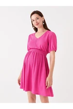 LC Waikiki V-Neck Straight Short Sleeve Maternity Dress