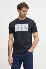 Bavlnené tričko Armani Exchange tmavomodrá farba, s potlačou, 8NZTCK Z8H4Z