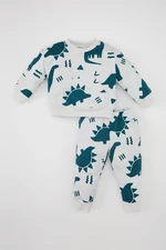 DEFACTO Baby Boy Dinosaur Printed Sweatshirt Sweatpants Set of 2