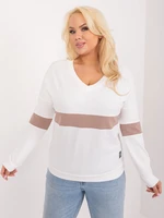 Ecru cotton blouse plus size long sleeve