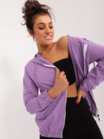 Purple plain women's sweatshirt with cuffs