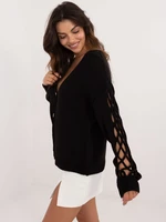 Black women's sweater with button closure