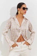 Cool & Sexy Women's Yellow Satin Shirt